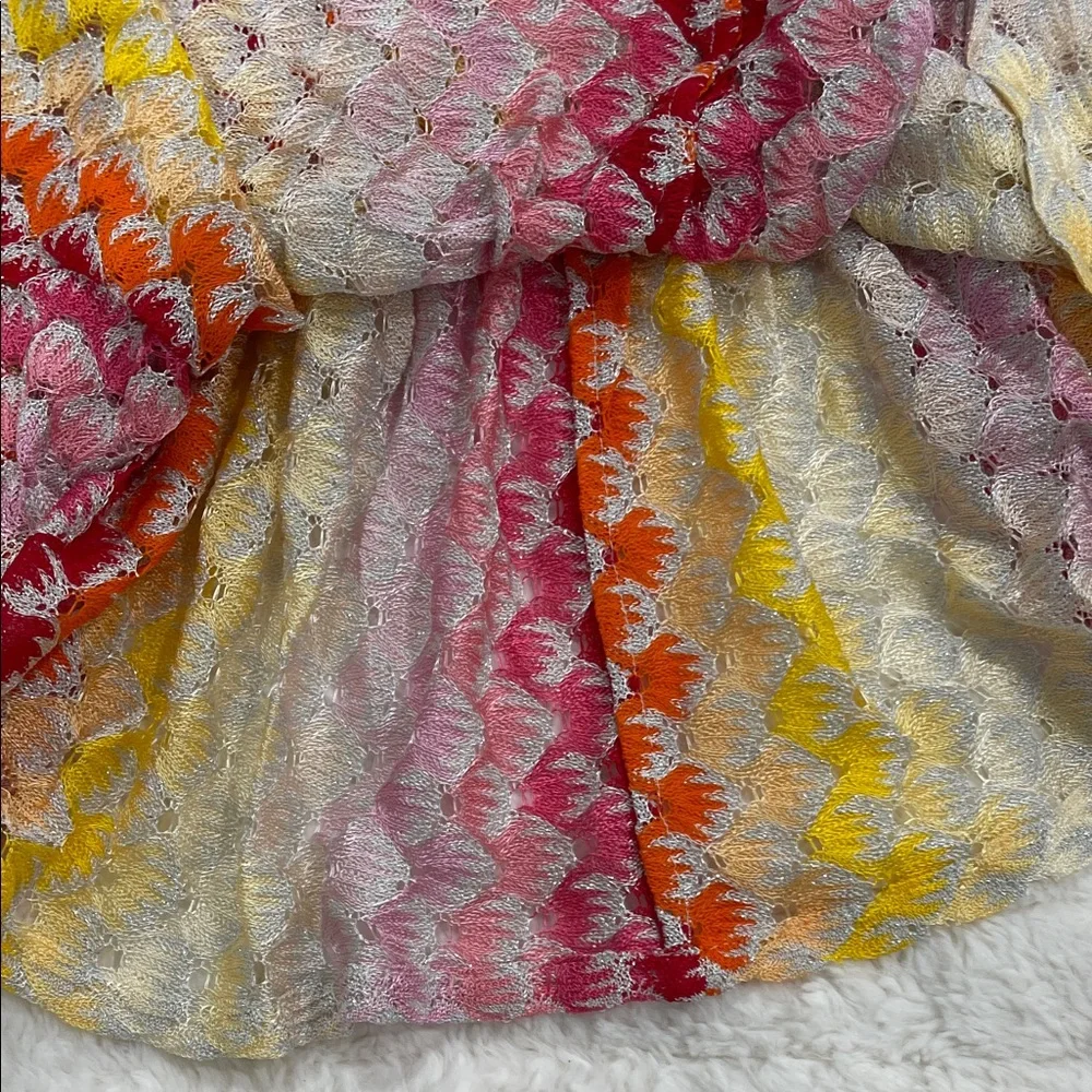 Missoni Multicolor Crochet Tiered Mini Skirt - Pink, Yellow, Orange - Picture 11 of 11
